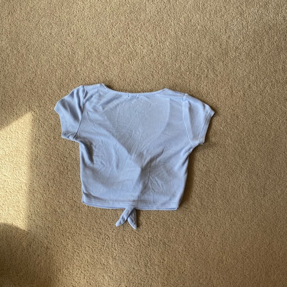 Light Blue Front-Tie Top - Picture 3 of 4